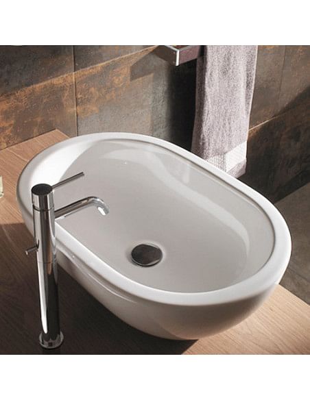 Lavabo Globo Serie Forty 3 Per rubinetteria a muro o su piano 60x40 Cod. SC012.BI - Climaway