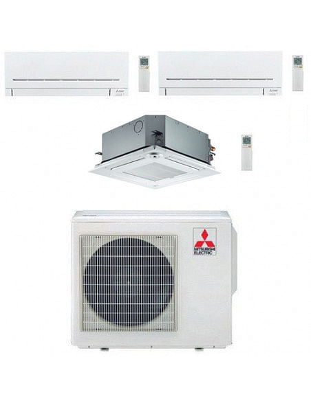 Climatizzatore Condizionatore Mitsubishi MSZ-AP Wifi + Cassetta R32 Trial Split Inverter 7000 + 7000 + 12000 BTU con U.E. MXZ...