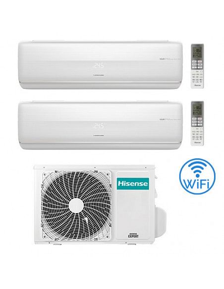 Climatizzatore Condizionatore Inverter Hisense Fresh Master R32 WiFi Dual Split 12000 + 12000 BTU con U.E. 2AMW52U4RXC Classe...