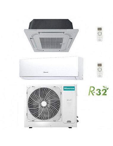 Climatizzatore Condizionatore Hisense R32 Cassetta 18000 + 9000 BTU New Comfort Dual Split Inverter con U.E. 3AMW62U4RJC Clas...