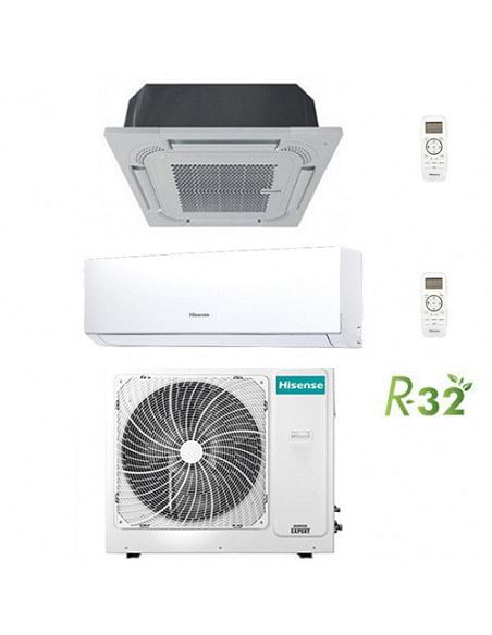 Climatizzatore Condizionatore Hisense R32 Cassetta 18000 + 9000 BTU New Comfort Dual Split Inverter con U.E. 3AMW62U4RJC Clas...