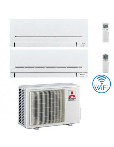 Climatizzatore Condizionatore Mitsubishi MSZ-AP Wifi R32 Dual Split Inverter 7000 + 7000 BTU con U.E. MXZ-2F33VF Classe A++/A...