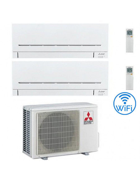 Climatizzatore Condizionatore Mitsubishi MSZ-AP Wifi R32 Dual Split Inverter 7000 + 7000 BTU con U.E. MXZ-2F33VF Classe A++/A...