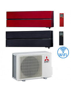 Climatizzatore Condizionatore Mitsubishi Kirigamine Style Rosso e Nero Wifi R32 Dual Split Inverter 9000 + 12000 BTU con U.E....