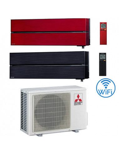 Climatizzatore Condizionatore Mitsubishi Kirigamine Style Rosso e Nero Wifi R32 Dual Split Inverter 9000 + 12000 BTU con U.E....
