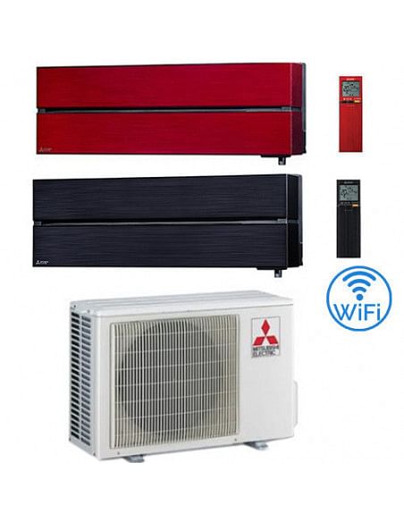 Climatizzatore Condizionatore Mitsubishi Kirigamine Style Rosso e Nero Wifi R32 Dual Split Inverter 9000 + 12000 BTU con U.E....