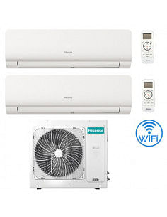 Climatizzatore Condizionatore Inverter Hisense New Energy Wifi R32 Dual Split 9000 + 18000 BTU con U.E. 3AMW72U4RJC Classe A+...