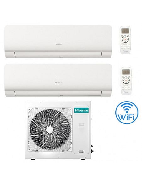 Climatizzatore Condizionatore Inverter Hisense New Energy Wifi R32 Dual Split 9000 + 18000 BTU con U.E. 3AMW72U4RJC Classe A+...