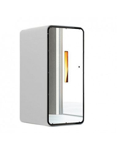 Stufa a pellet 7 Kw ventilata Anselmo Cola Ambra Lux con porta a specchio colore Bianco - Climaway