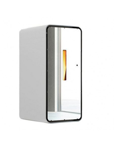 Stufa a pellet 7 Kw ventilata Anselmo Cola Ambra Lux con porta a specchio colore Bianco - Climaway