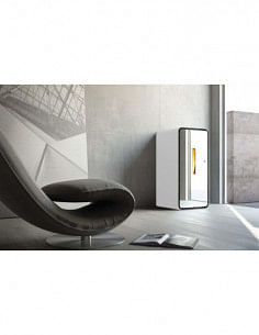 Stufa a pellet 7 Kw ventilata Anselmo Cola Ambra Lux con porta a specchio colore Bianco - Climaway 2