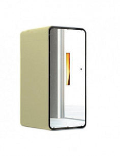 Stufa a pellet 7 Kw ventilata Anselmo Cola Ambra Lux con porta a specchio colore Avorio - Climaway