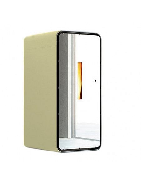 Stufa a pellet 7 Kw ventilata Anselmo Cola Ambra Lux con porta a specchio colore Avorio - Climaway