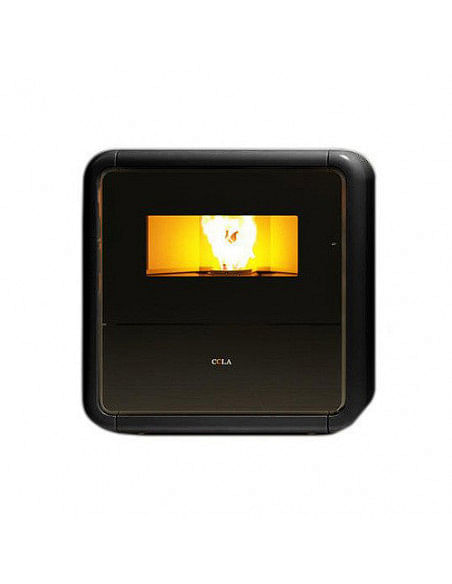 Stufa a pellet 9 Kw ventilata Anselmo Cola Vintage in acciaio e maiolica colore Nero - Climaway