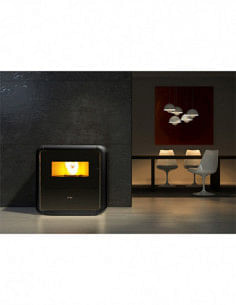 Stufa a pellet 9 Kw ventilata Anselmo Cola Vintage in acciaio e maiolica colore Nero - Climaway 2