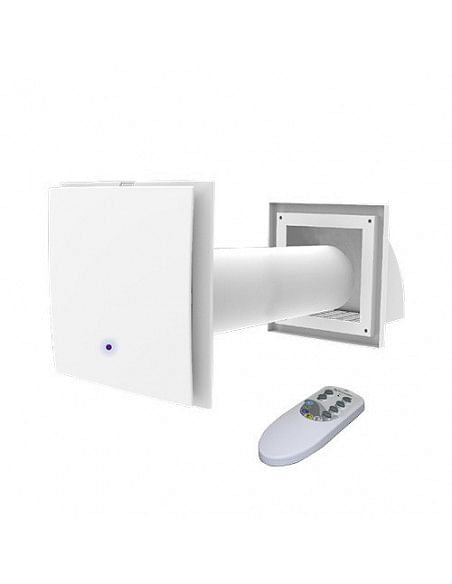 Aspiratore estrattore statico d'aria con recupero di calore PICO Wi HP2 80 Wifi CO2 a parete con alimentatore ad incasso Tecn...