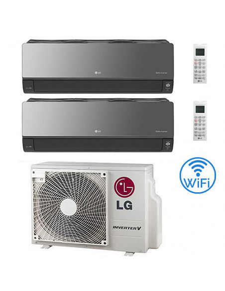 Climatizzatore Condizionatore LG Artcool Mirror UVnano R32 Wifi Dual Split inverter 9000 + 9000 BTU con U.E. MU2R15 Classe A+...