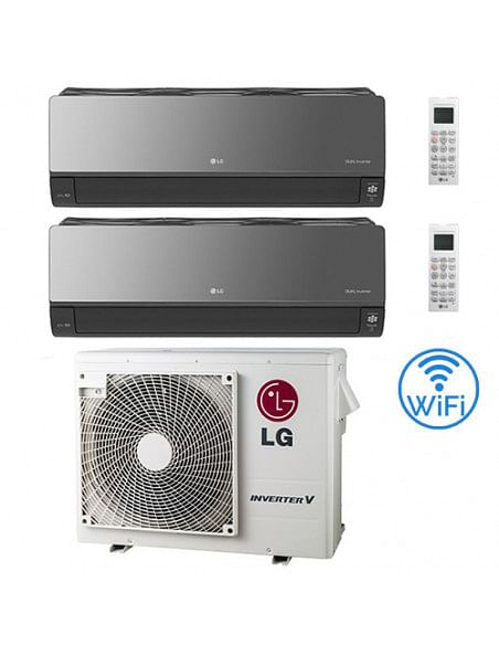 Climatizzatore Condizionatore LG Artcool Mirror UVnano R32 Wifi Dual Split inverter 12000 + 12000 BTU con U.E. MU3R19 Classe ...