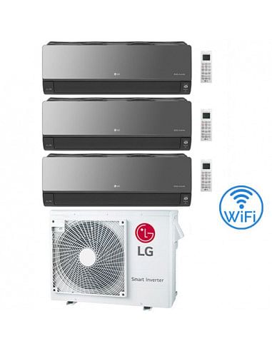 Climatizzatore Condizionatore LG Artcool Mirror UVnano R32 Wifi Trial Split inverter 9000 + 9000 + 9000 BTU con U.E. MU3R19 C...