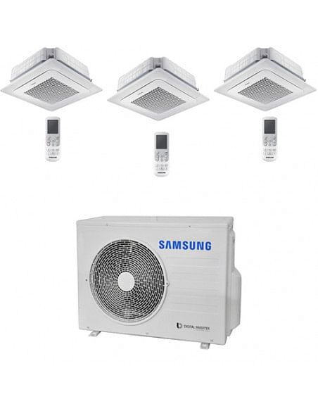 Climatizzatore Condizionatore Inverter Trial Split R32 Samsung Mini Cassetta 4 Vie Windfree 9000 + 9000 + 12000 BTU con U.E. ...