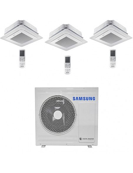 Climatizzatore Condizionatore Inverter Trial Split R32 Samsung Mini Cassetta 4 Vie Windfree 9000 + 9000 + 18000 BTU con U.E. ...