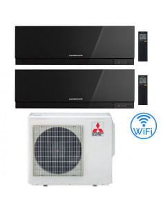 Climatizzatore Condizionatore Mitsubishi Kirigamine Zen Wifi Nero Dual Split Inverter 12000 + 18000 BTU con U.E. MXZ-3F54VF c...