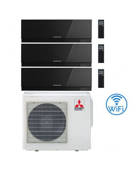 Climatizzatore Condizionatore Mitsubishi Kirigamine Zen Wifi Nero Trial Split Inverter 7000 + 7000 + 7000 BTU con U.E. MXZ-3F...