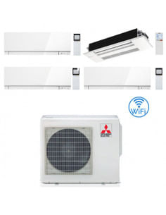 Climatizzatore Condizionatore Mitsubishi Quadri Split Inverter Kirigamine Zen Bianco Wifi più Cassetta 1 via R32 7000 + 7000 ...