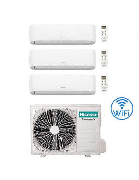 Climatizzatore Condizionatore Hisense Hi Comfort Wifi R32 Trial Split Inverter 9000 + 9000 + 9000 BTU con U.E. 3AMW52U4RJC Cl...