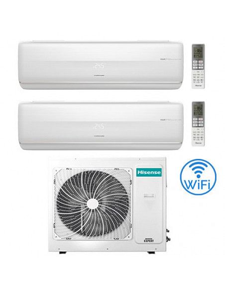 Climatizzatore Condizionatore Inverter Hisense Fresh Master R32 WiFi Dual Split 9000 + 12000 BTU con U.E. 3AMW62U4RJC Classe ...