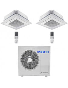 Climatizzatore Condizionatore Inverter Dual Split R32 Samsung Mini Cassetta 4 Vie Windfree 12000 + 12000 BTU con U.E. AJ068TX...