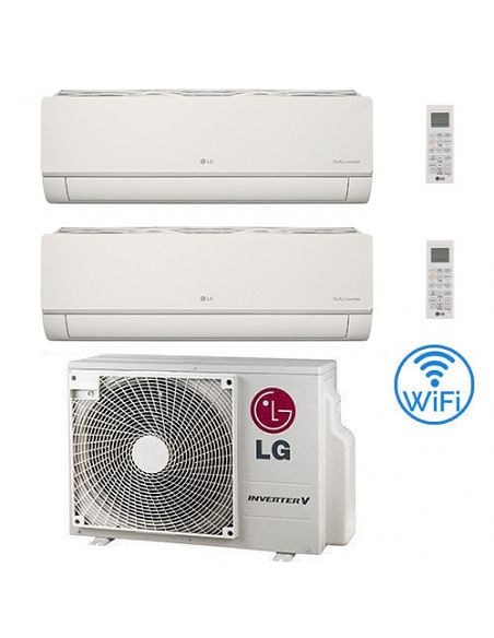 Climatizzatore Condizionatore LG Artcool Color UVnano R32 Wifi Finitura opaca Avorio Dual Split inverter 9000 + 9000 BTU con ...