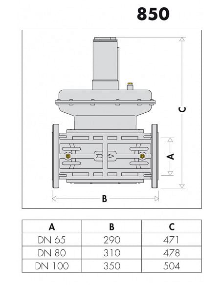 Filtro regolatore Caleffi cod. 850060 a chiusura per gas, a doppia membrana. Attacchi flangiati - Climaway