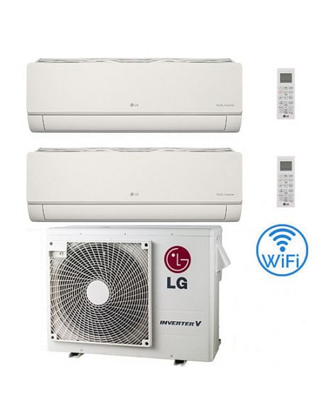 Climatizzatore Condizionatore LG Artcool Color UVnano R32 Wifi Finitura opaca Avorio Dual Split inverter 9000 + 12000 BTU con...