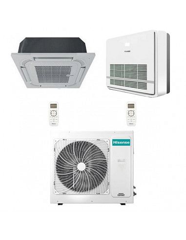 Climatizzatore Condizionatore Hisense Console più Cassetta 4 vie R32 Dual Split Inverter 12000 + 18000 BTU con U.E. 3AMW62U4R...