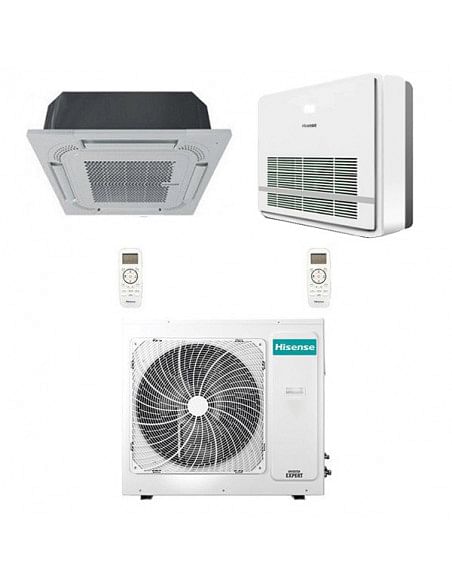 Climatizzatore Condizionatore Hisense Console più Cassetta 4 vie R32 Dual Split Inverter 12000 + 18000 BTU con U.E. 3AMW62U4R...