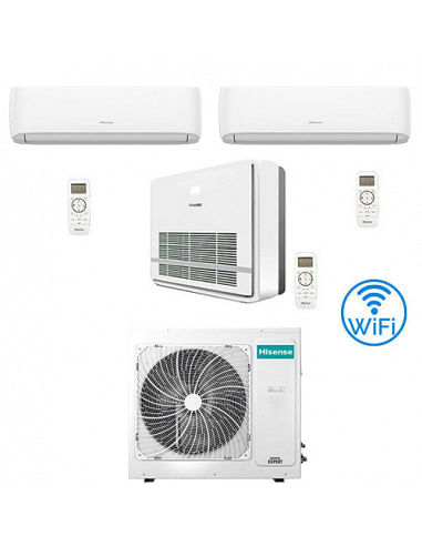 Climatizzatore Condizionatore Hisense R32 Trial Split Inverter Hi Comfort Wifi più Console 9000 + 12000 + 9000 BTU con U.E. 3...