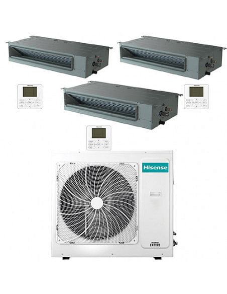 Climatizzatore Condizionatore Hisense Canalizzabile R32 Trial Split Inverter 9000 + 9000 + 18000 BTU con U.E. 4AMW105U4RAA NO...