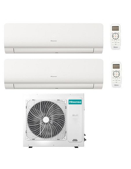 Climatizzatore Condizionatore Inverter Hisense New Energy Wifi R32 Dual Split 9000 + 18000 BTU con U.E. 3AMW72U4RJC Classe A+...