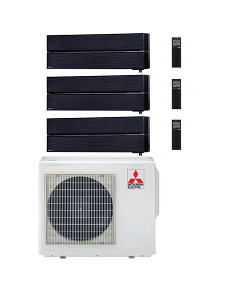 Climatizzatore Condizionatore Mitsubishi Kirigamine Style Wifi R32 Nero Trial Split Inverter 9000 + 9000 + 12000 BTU con U.E....
