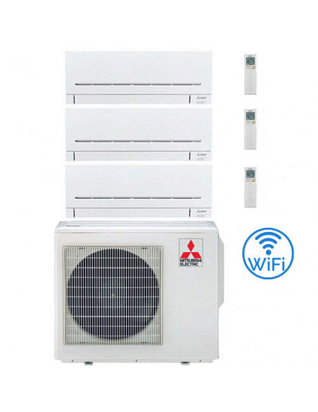 Climatizzatore Condizionatore Mitsubishi MSZ-AP Wifi R32 Trial Split Inverter 9000 + 9000 + 15000 BTU con U.E. MXZ-4F80VF Cla...