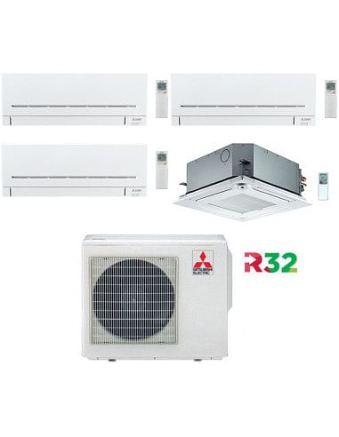 Climatizzatore Condizionatore Mitsubishi MSZ-AP più Cassetta R32 Quadri Split Inverter 9000 + 9000 + 9000 + 18000 BTU con U.E...
