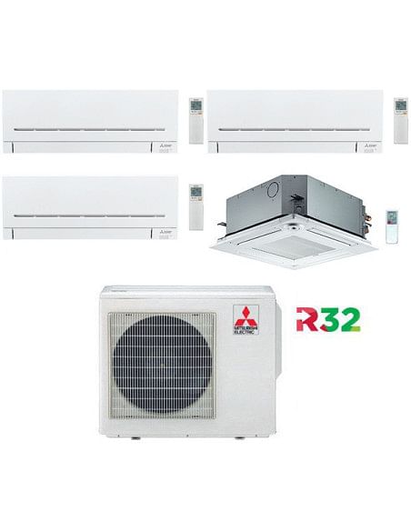 Climatizzatore Condizionatore Mitsubishi MSZ-AP più Cassetta R32 Quadri Split Inverter 9000 + 9000 + 9000 + 18000 BTU con U.E...
