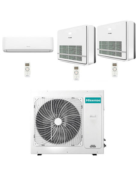 Climatizzatore Condizionatore Hisense Console + Hi Comfort R32 Trial Split Inverter 9000 + 9000 + 9000 BTU con U.E. 3AMW72U4R...