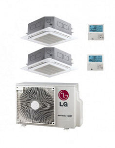 Climatizzatore Condizionatore LG Cassetta 4 vie R32 Dual Split Inverter 12000 + 12000 BTU con U.E. MU4R25 NOVITÁ Classe A++/A...