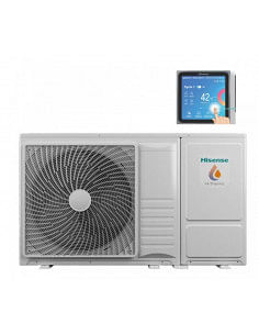 Pompa di calore monoblocco reversibile monoventola Aria-Acqua 7 KW R32 Hisense Hi-Therma AHZ-044HCDS1 con comando per control...