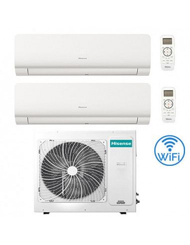 Climatizzatore Condizionatore Inverter Hisense New Energy Wifi R32 Dual Split 9000 + 18000 BTU con U.E. 3AMW52U4RJC Classe A+...