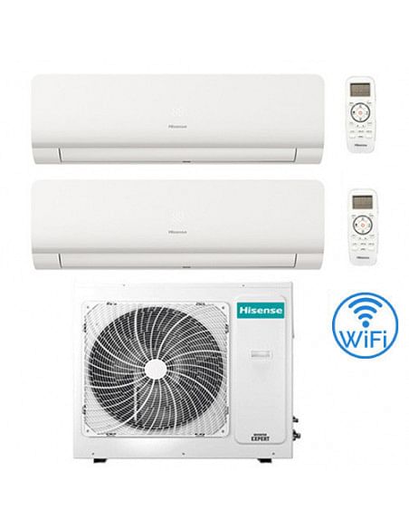 Climatizzatore Condizionatore Inverter Hisense New Energy Wifi R32 Dual Split 9000 + 18000 BTU con U.E. 3AMW52U4RJC Classe A+...