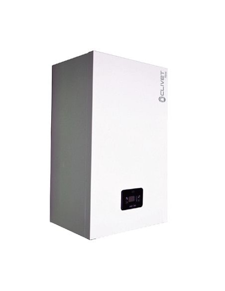 Sistema di riscaldamento ibrido compatto Clivet R32 composto da pompa di calore monofase Aria-Acqua 15,90kW integrata con cal...