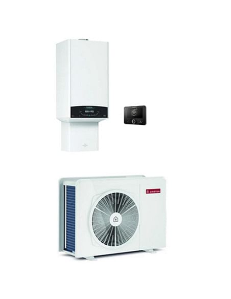 Sistema ibrido compatto Factory Made Ariston Genus One Hybrid 24/80 Net R32 Wifi Monofase composto da pompa di calore 8 Kw in...